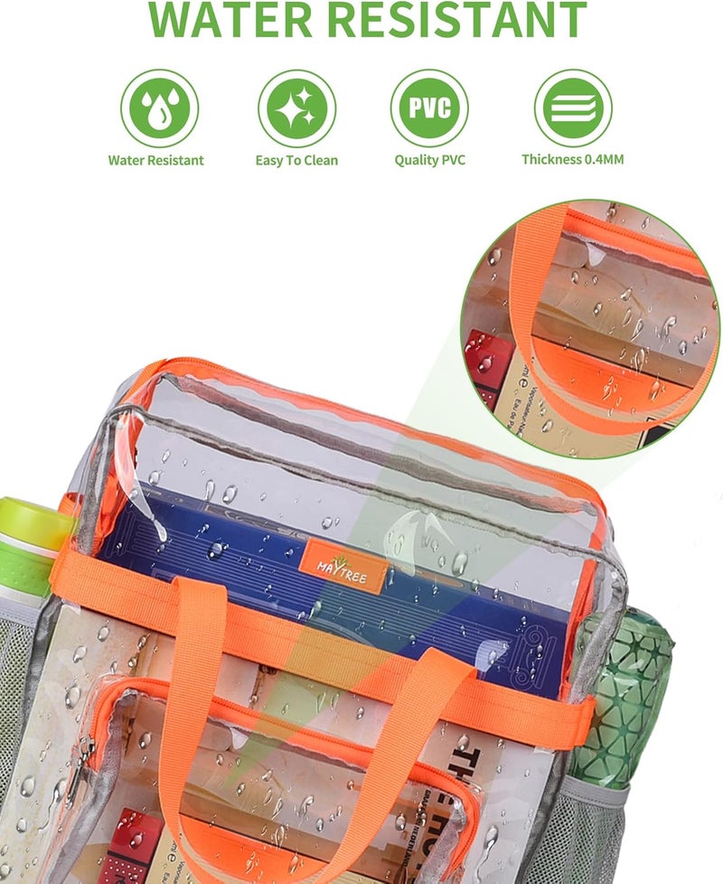 MAYTREE Clear Bag for Stadium Events 12×6×12 Clear Tote Lunch Bag with Reinforced Straps for Work and Sporting Events, Orange - Image 4